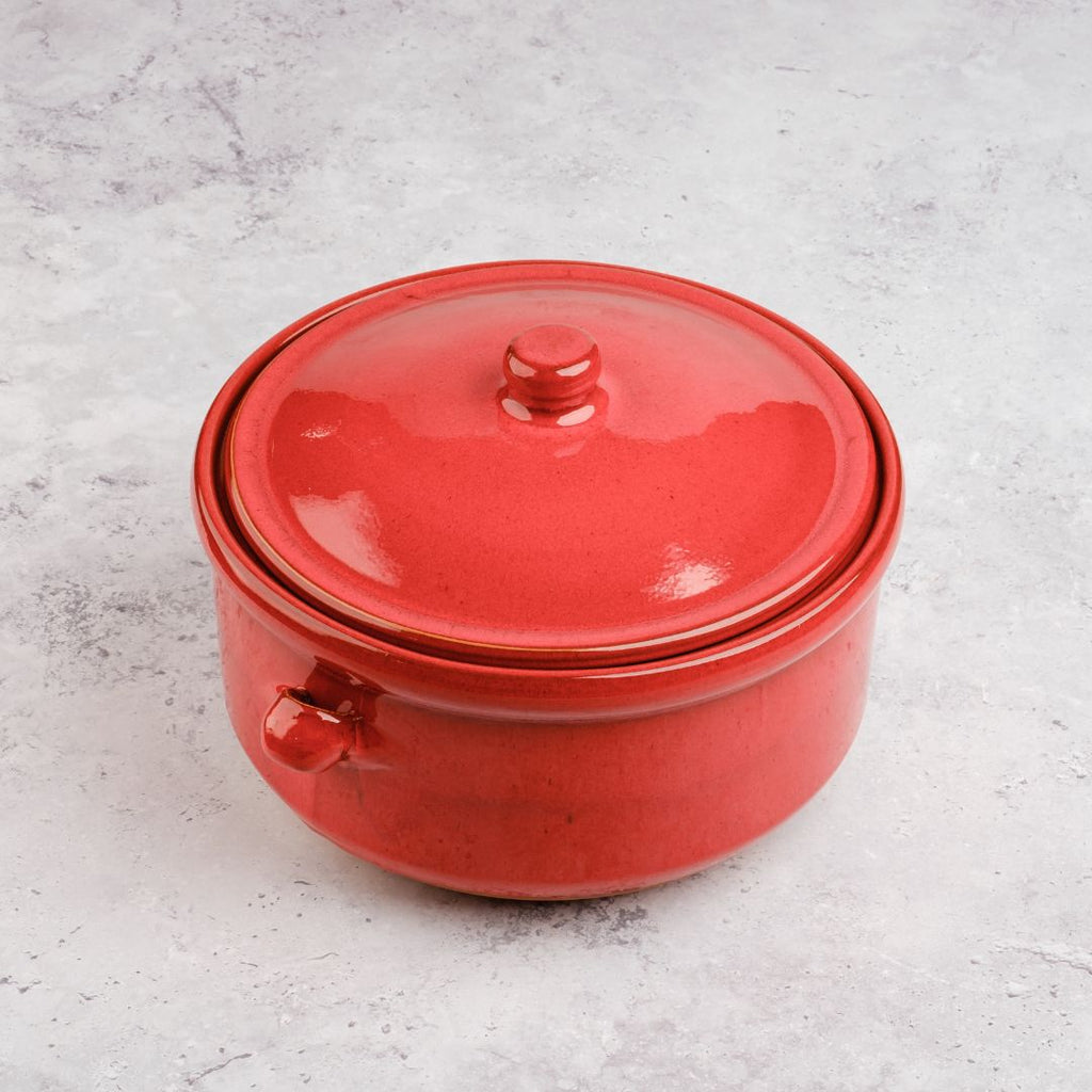 11" Red Cocotte with Lid Terramar Imports