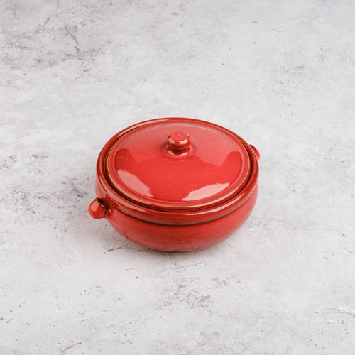 Red Casserole Dish with Lid and Handles - 7.8 inch Terramar Imports