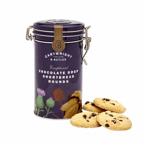 Chocolate Drop Shortbread Rounds in Tin - 200 g Terramar Imports