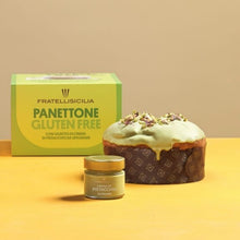 Load image into Gallery viewer, Gluten Free Panettone With Sicilian Pistachio (500 g) And Pistachio Cream Jar (100 g)