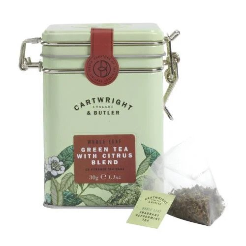 Green Tea with Citrus in Tin - Whole Leaf Tea Bags - 15x2 g Terramar Imports
