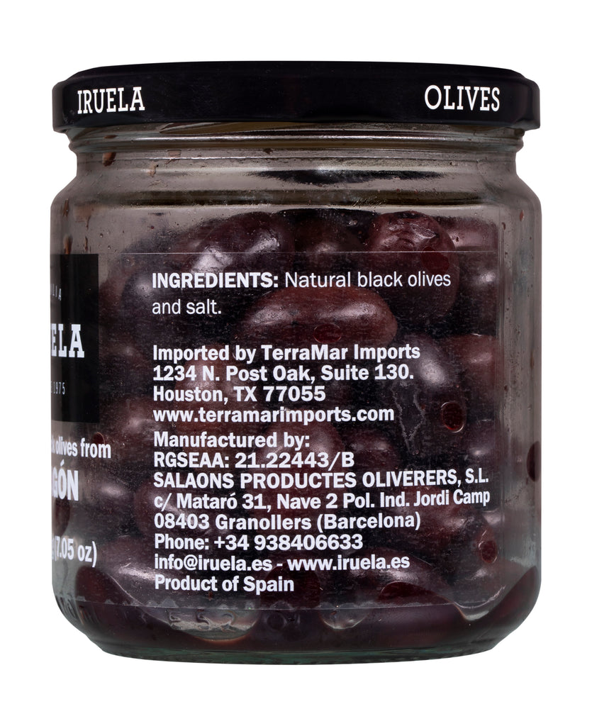 Natural Black Olives from Aragon Spain - 12.85 oz Terramar Imports