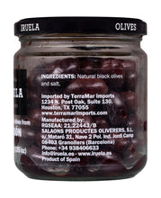 Load image into Gallery viewer, Natural Black Olives from Aragon Spain - 12.85 oz