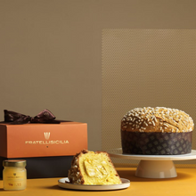 Load image into Gallery viewer, Panettone with Sicilian Lemon (380 g) and Lemon cream Jar (125 g)