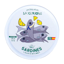 Load image into Gallery viewer, Small Sardines In Olive Oil With Lemon Slices - 10/14 Pieces - 112g
