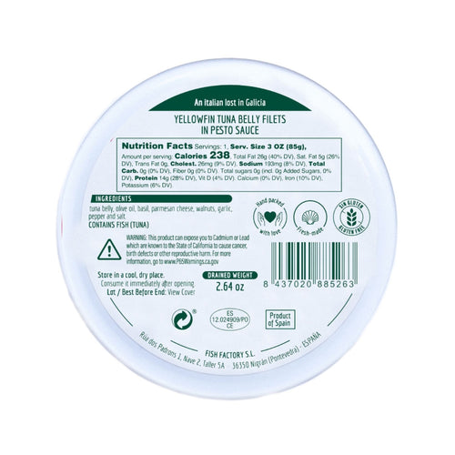 Tuna Belly Filets In Pesto - 115g Terramar Imports