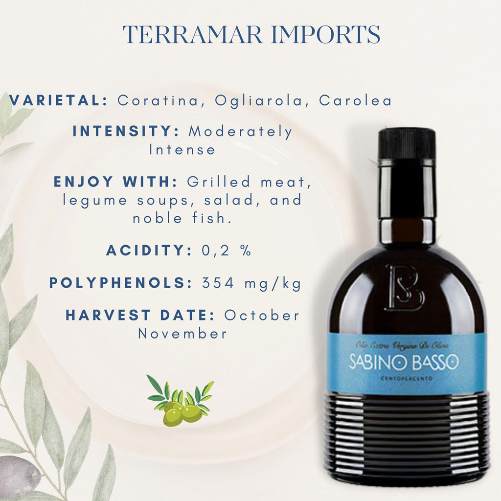100% Italian Extra Virgin Olive Oil Sabino Basso Terramar Imports Terramar Imports