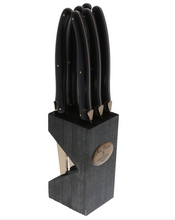 Load image into Gallery viewer, Black &amp; Copper New Age 6pc Steak Knives in Block