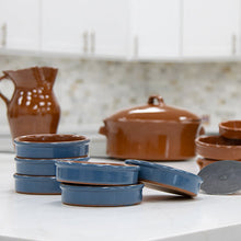 Load image into Gallery viewer, Blue Crema Catalana Set (Varnished Terra Cotta) / 6 pieces + Burner