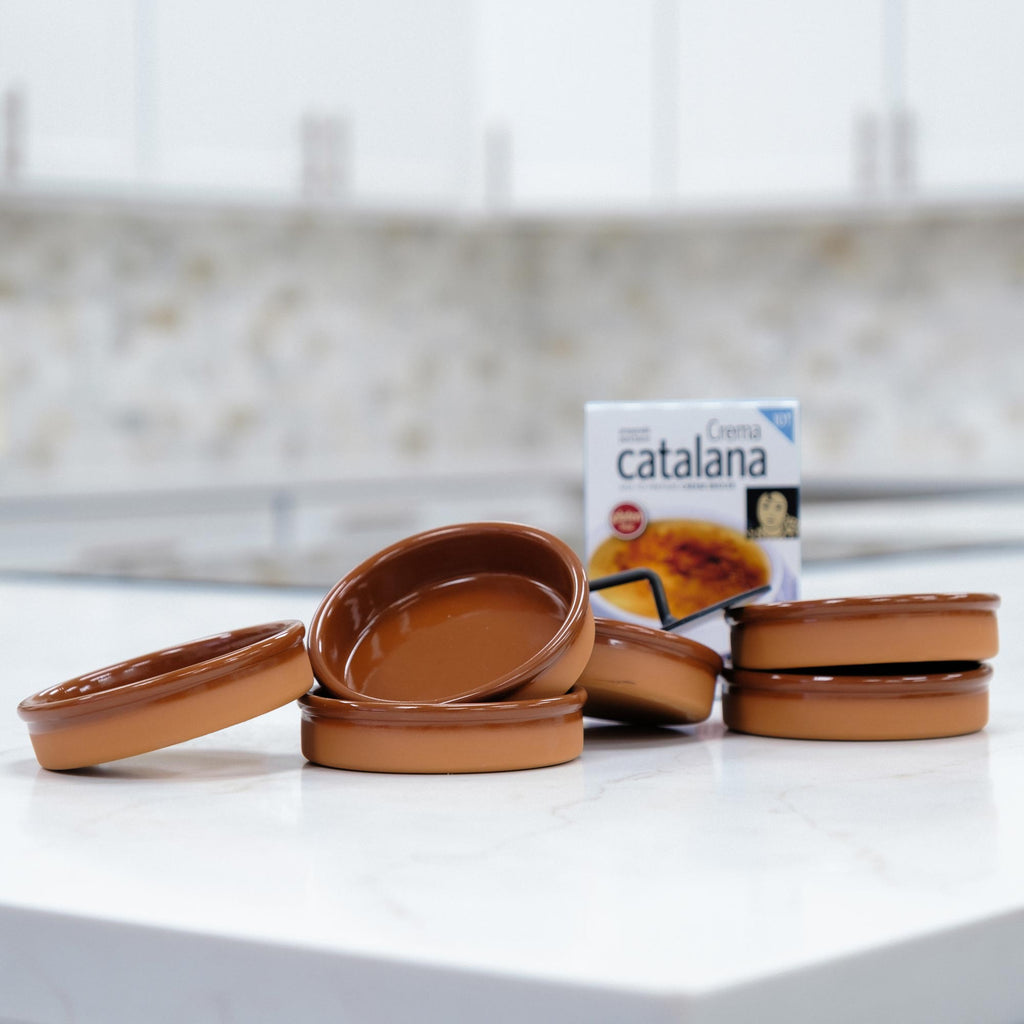Terracotta Crema Catalana Set (Varnished Terra Cotta) / 6 pieces + Burner CTB - Terramar Imports  Terramar Imports