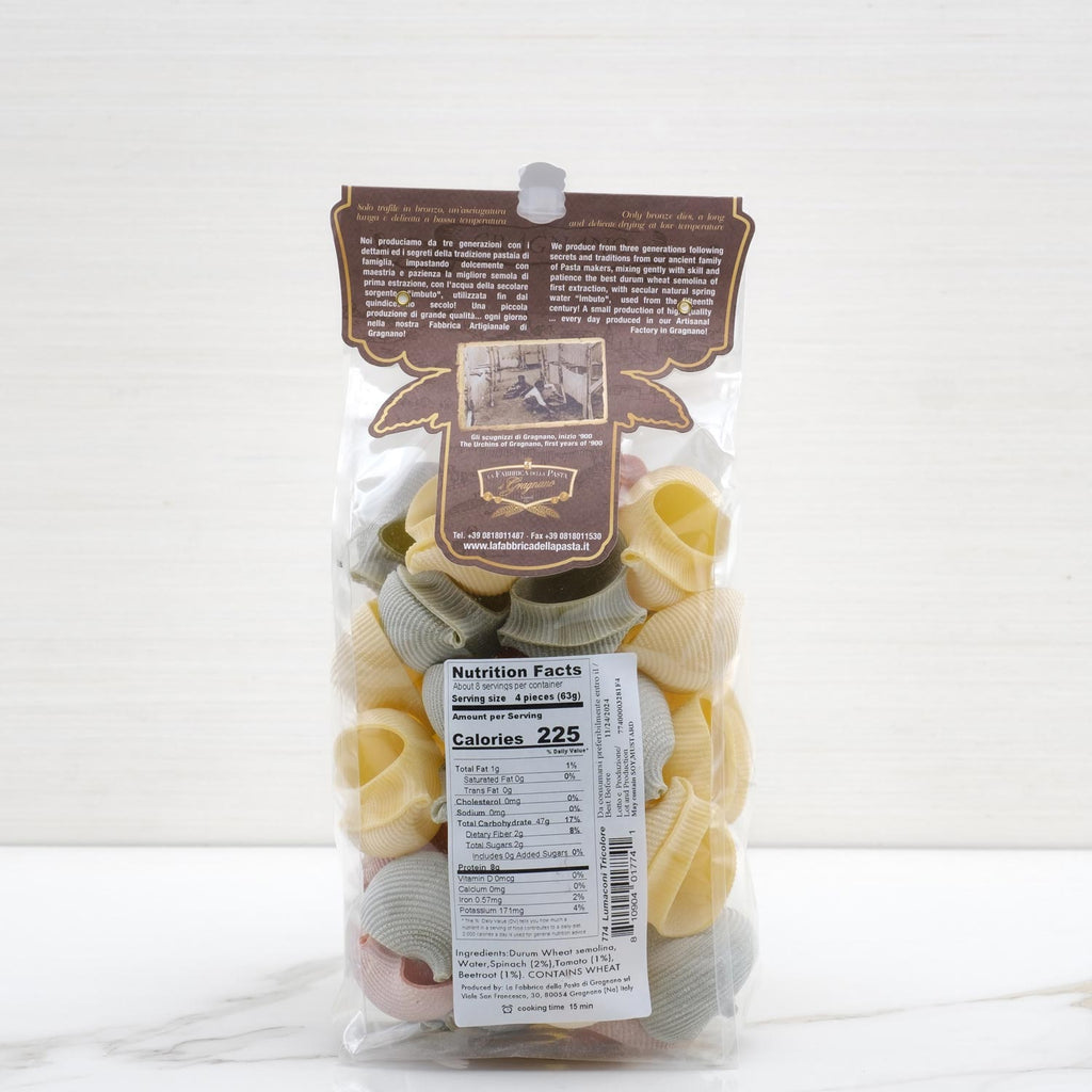 Durum Wheat Tricolored Lumaconi Pasta La Fabbrica della Pasta Terramar Imports Terramar Imports