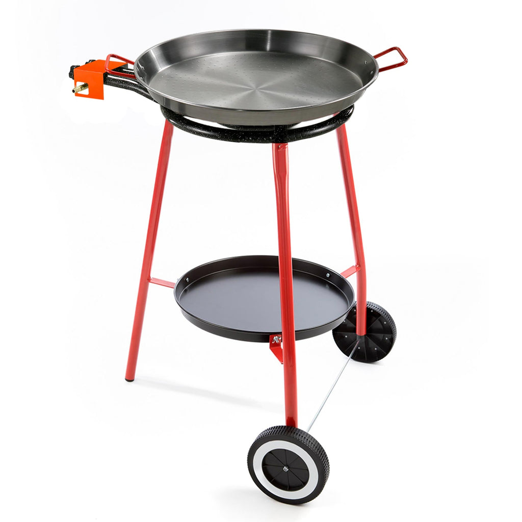 wheeled-spanish-paella-kit-with-gas-burner-polished-steel-pan-garcima-terramar-imports Terramar Imports