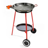 Wheeled Spanish Paella Kit with Gas Burner & Polished Steel Pan - 18 in (46 cm) up to 12 servings