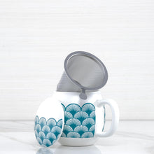 Load image into Gallery viewer, green-ventagli-camilla-porcelain-herb-tea-mug-with-stainless-steel-strainer-la-via-del-te-terramar-imports