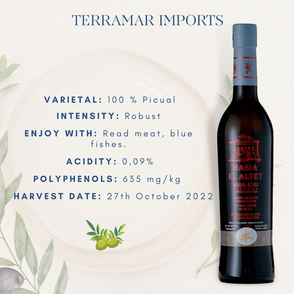 High End Extra Virgin Olive Oil Masia el Altet Terramar Imports Terramar Imports