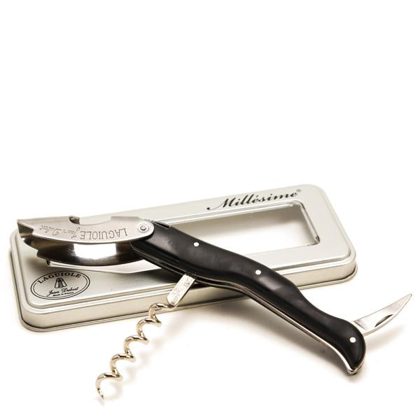 Black Laguiole Wine Waiter Corkscrew in Metal Box Terramar Imports