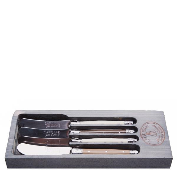 Linen Colored Laguiole Spreaders in Grey Box - 4 pc Terramar Imports