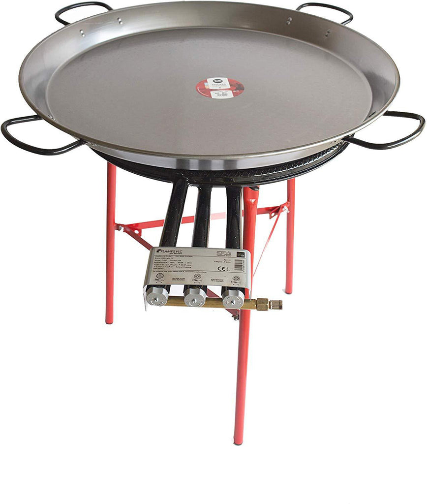 Spanish Paella Kit with Gas Burner & Polished Steel Pan - 32 inch (80 cm) up to 40 servings Terramar Imports