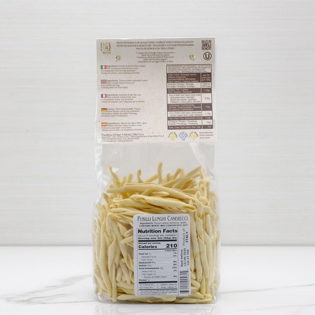 Long Fusilli Pasta 500 g Terramar Imports