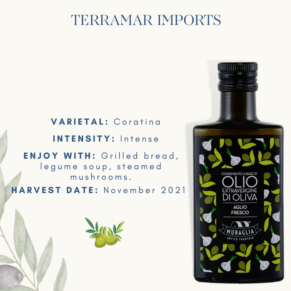 Extra Virgin Olive Oil with Garlic - 6.7 fl oz Terramar Imports