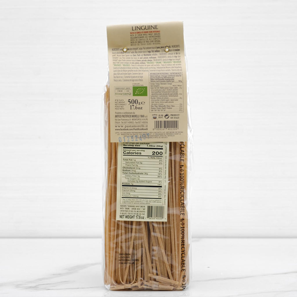 Organic Whole Wheat Linguine Pasta Morelli Terramar imports Terramar Imports