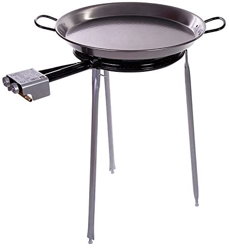 Spanish Paella Kit with Gas Burner & Polished Steel Pan - 24 inch (60 cm) up to 20 servings Terramar Imports