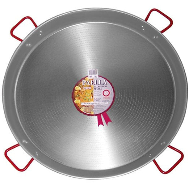 Paella Pan Polished Steel 40 In (100 cm) - up to 85 servings Terramar Imports