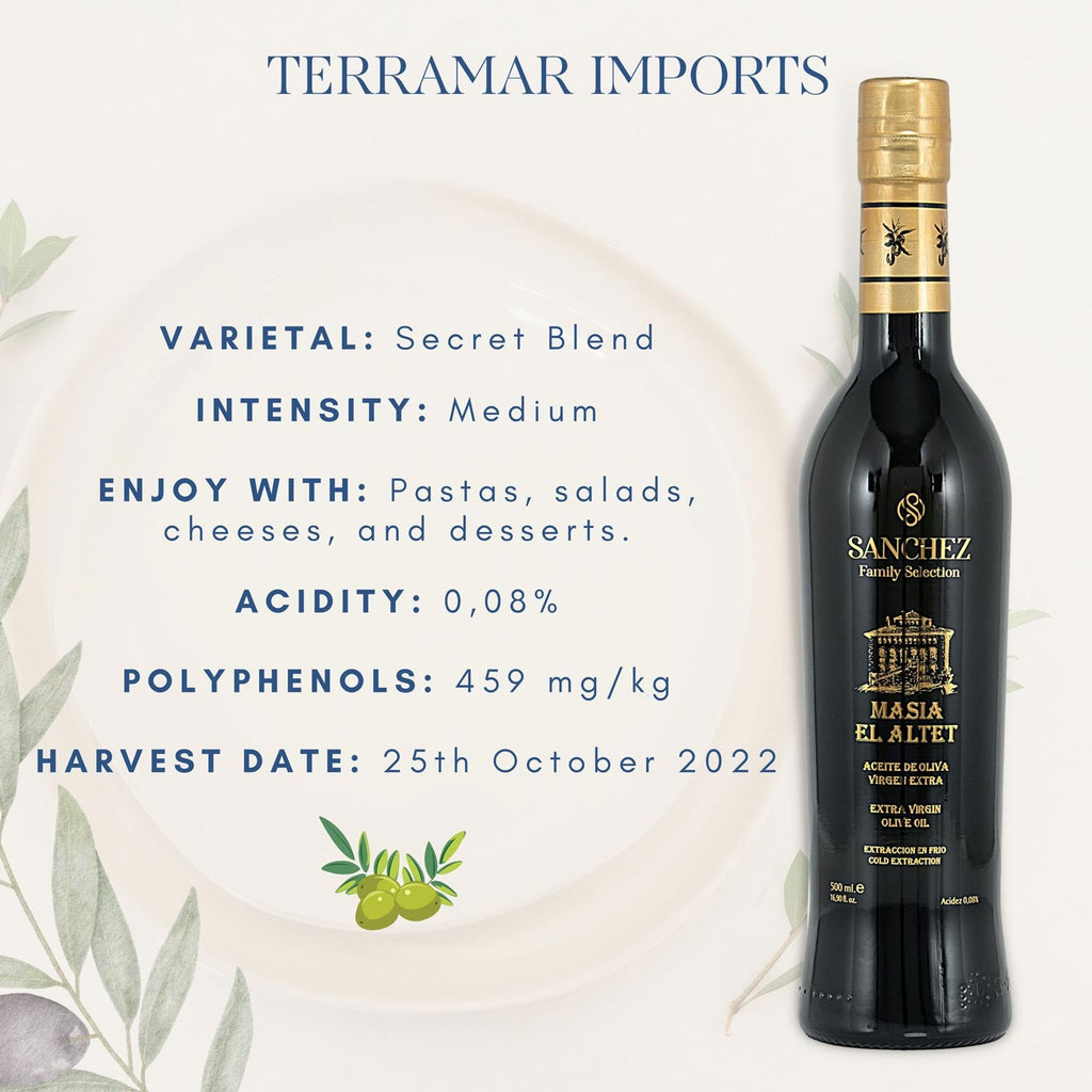Sanchez Family Selection Extra Virgin Olive Oil Masia el Altet Terramar Imports Terramar Imports