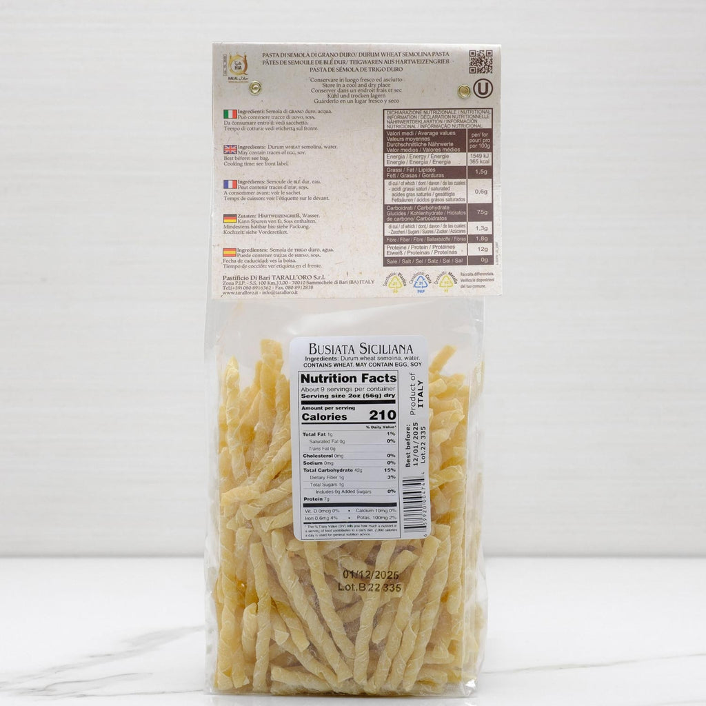 Sicilian Busiate Pasta Di Bari Terramar Imports Terramar Imports