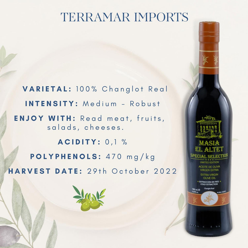 Special Selection of Extra Virgin Olive Oil Masia el Altet Terramar Imports Terramar Imports