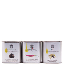 Load image into Gallery viewer, Extra Virgin Olive Oil Trio (Black Truffle, Italiano, &amp; Chilli) Marchesi Terramar Imports