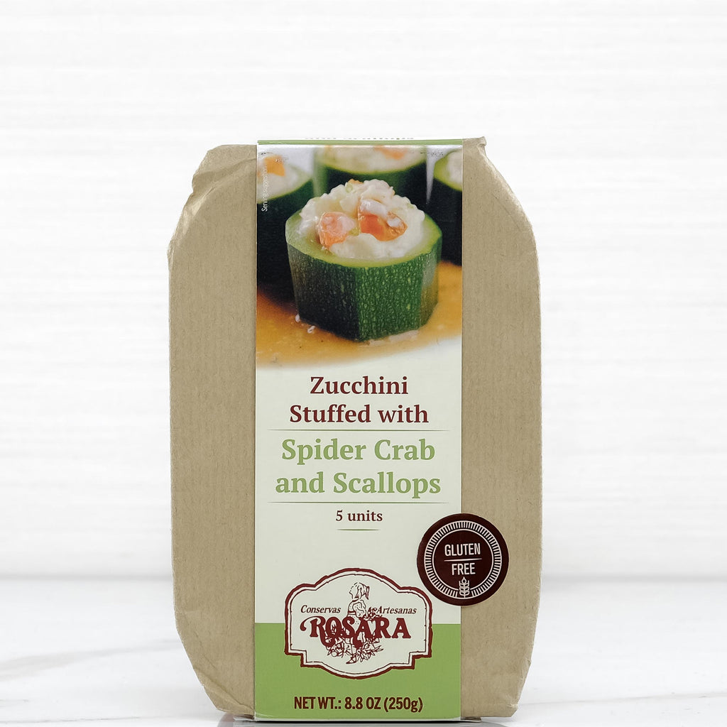 Zucchini Stuffed with Spider Crab and Scallops Rosara Terramar Imports Terramar Imports