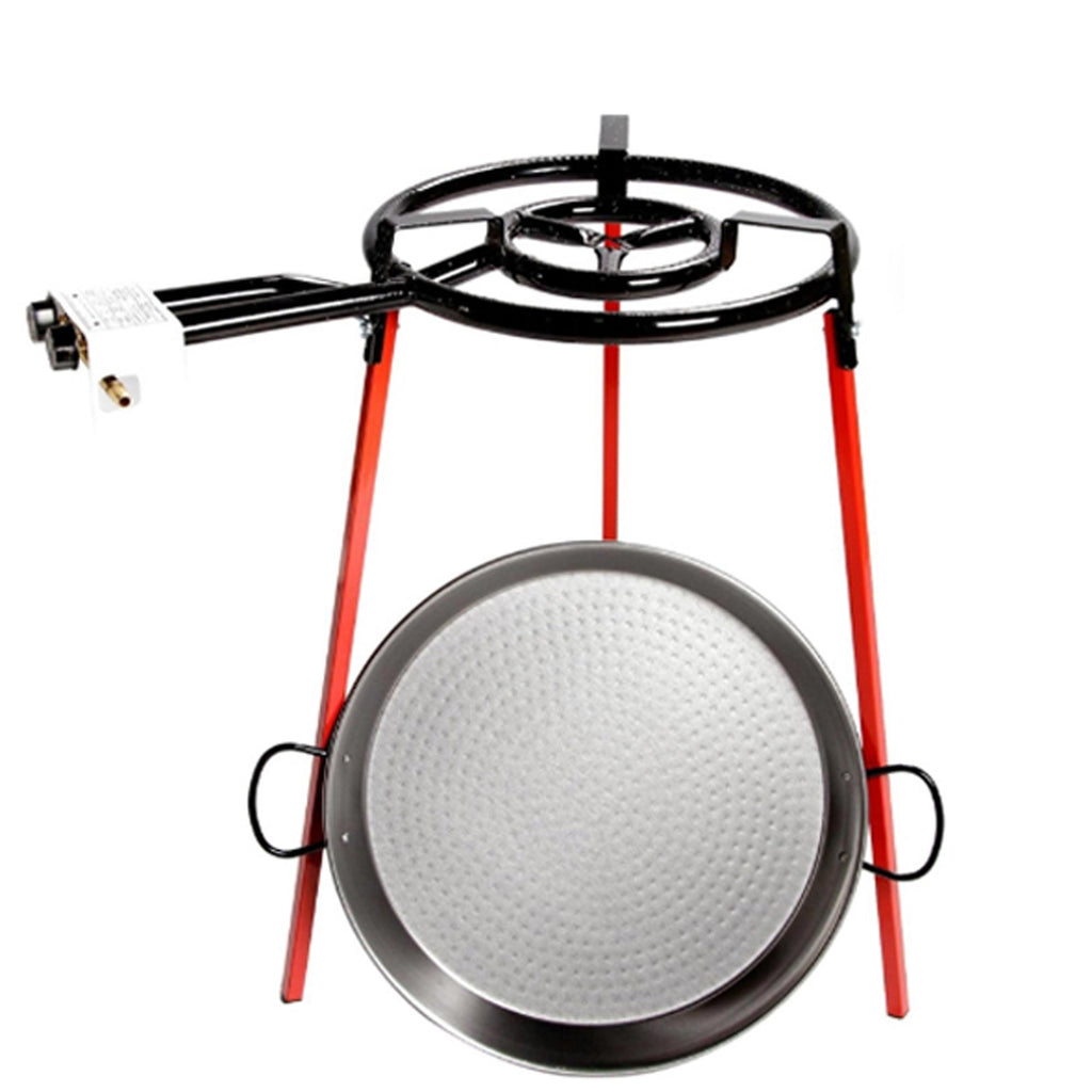 Spanish Paella Kit with Gas Burner & Polished Steel Pan - 18 in (46 cm) / 12 servings Terramar Imports