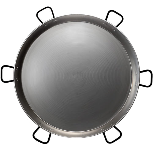 Catering Paella Pan - Polished Steel w/6 Handles - 52 in (130 cm) / 200 servings Terramar Imports
