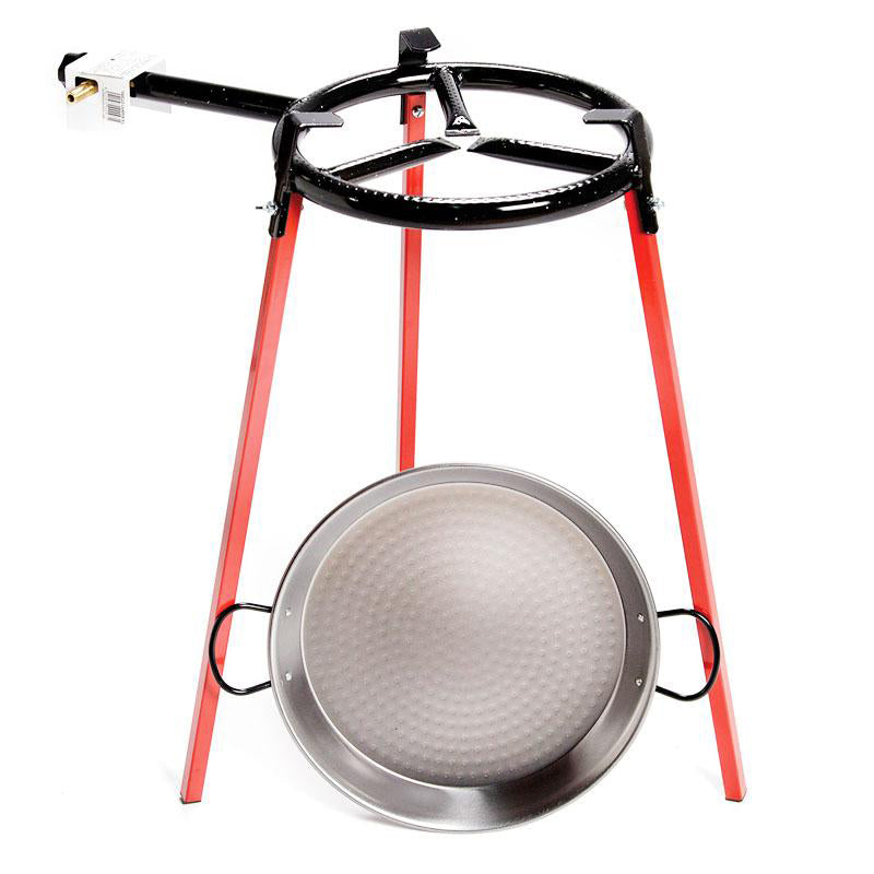 Spanish Paella Kit with Gas Burner & Polished Steel Pan - 15 In (38 cm) up to 8 servings Terramar Imports