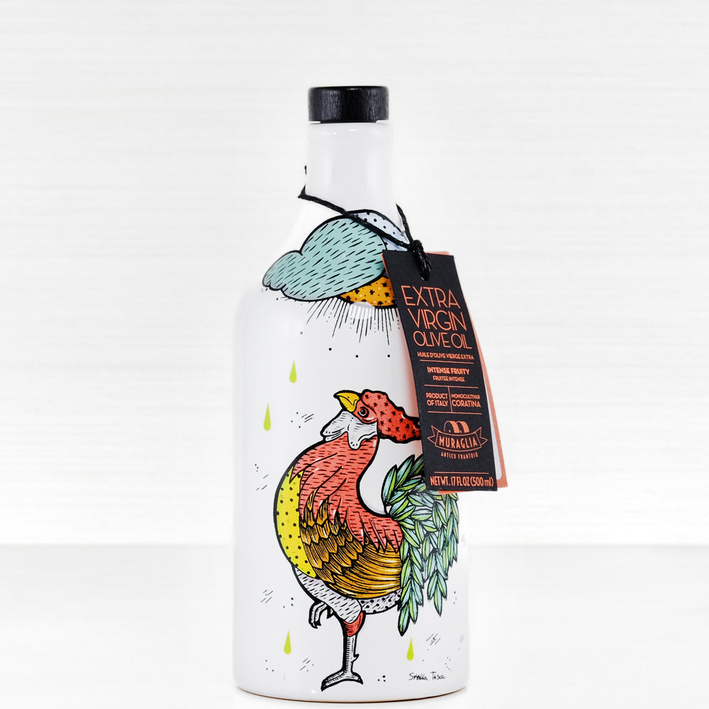 The Rooster Ceramic Extra Virgin Olive Oil Jar Terramar Imports